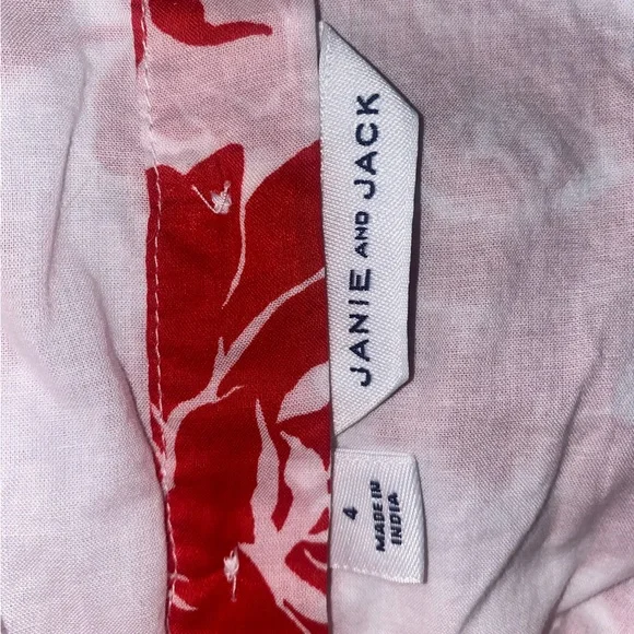 Janie and Jack Red and White FLORAL COLD SHOULDER DRESS 4T - Picture 4 of 4